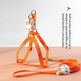 狗牵引绳厂家-新款卡通兔子加厚胸带尼龙聚酯