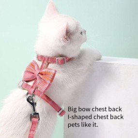 Pet Chain Supplier - New I-Back Padded Traction Rope Big Bow Plaid Design