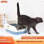 Pet Toilet Factory - Large Semi-Open Anti-Splash Cat Toilet with Shovel