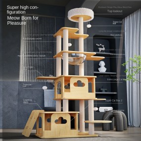 Cat Tree Factory - Solid Wood with Sisal Column Space Capsule Climbing Rack