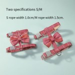 Pet Chain Supplier - New I-Back Padded Traction Rope Big Bow Plaid Design