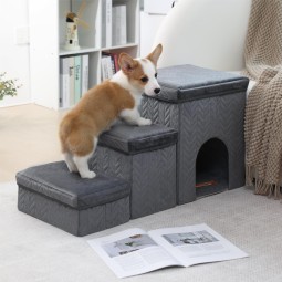 Dog Steps Factory - Modern Sturdy Foldable Pet Stairs Anti-slide Feature