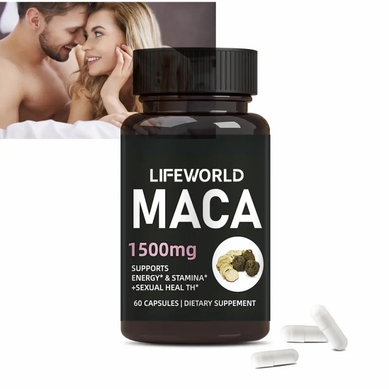 OEM ODM Custom Black Red Yellow Maca Root Powder and Capsules Manufacturer for Men Health Supplement