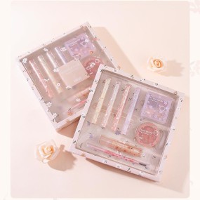 Makeup Set Gift Box Supplier - Flower Beauty Set Gift Box Hivi Velvet Lip Glaze 8pcs