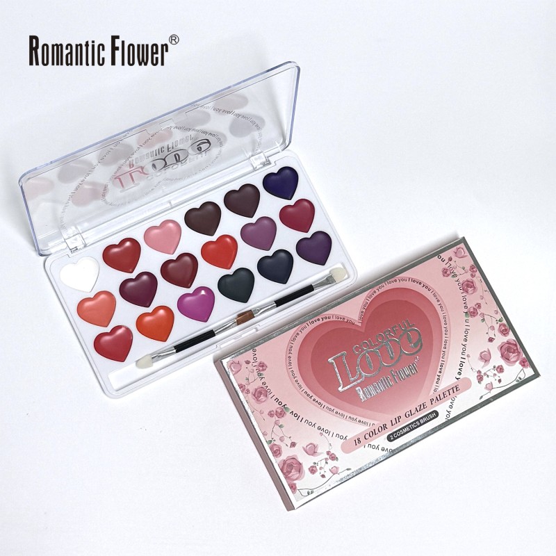 Lip Glaze Palette Supplier - Romantic Flower New Arrival Wholesale Private Label 18 Color Waterproof