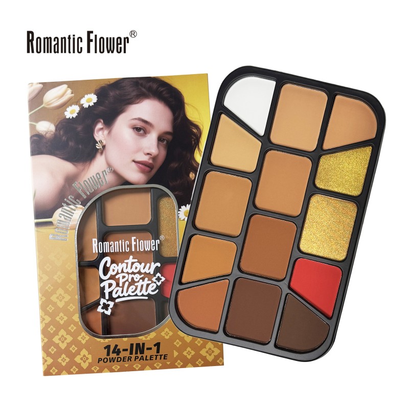 Powder Palette Factory - New Design Private Label 14 in 1 Contour Highlight Blush