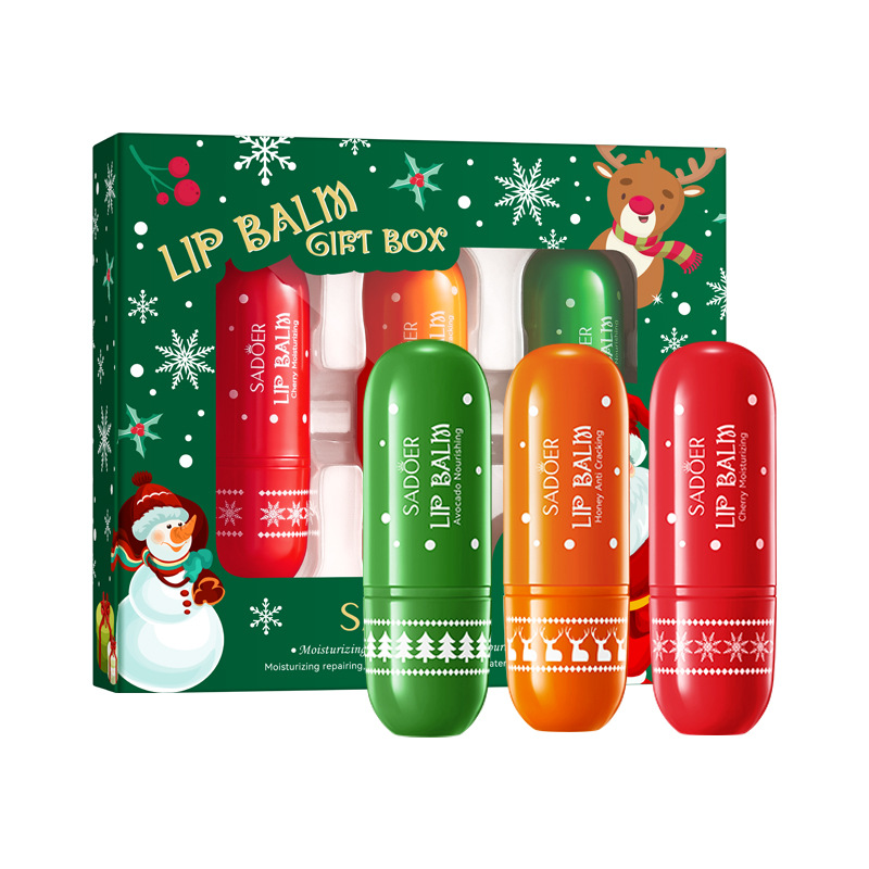 Lip Balm Stick Factory - SADOER Lip Balm Christmas Fruit Plant Extract Honey Cherry Avocado Moisturizing
