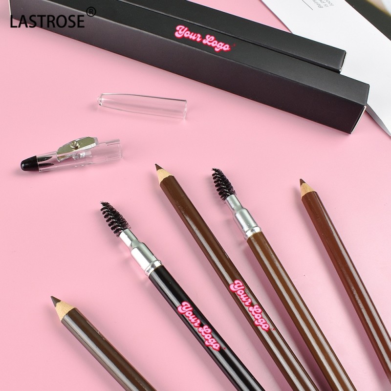 Wooden Eyebrow Pencil Supplier - Wholesale Vegan Eye Brow Pencil 5 Colors Vegan 2 in 1 Waterproof Brown Pen
