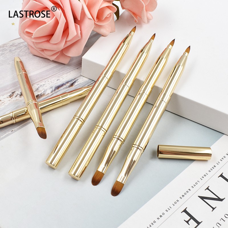 Double Head Lip Brush Factory - Wholesale Price Double Head 2 in 1 Lip Brush Retractable Lip Brush Portable Lipstick Brush