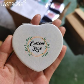 Pocket Compact Mirror Manufacturer - Heart Shape Pink White PU Leather Private Label Mini Small Pocket Compact