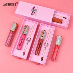 唇彩套装供应商-新款代工二合一唇部纯素唇彩唇线笔套装化妆批发