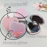 紧凑旅行镜厂家-代工迷你小手滴闪粉PU双面折叠便携