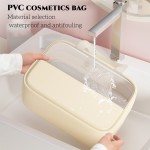PVC化妆品盒厂家-批发粉色透明防水PVC化妆品盒带手柄代工大容量PU