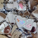 口袋镜厂家-可定制logo迷你心形金属口袋镜空白钥匙扣化妆镜