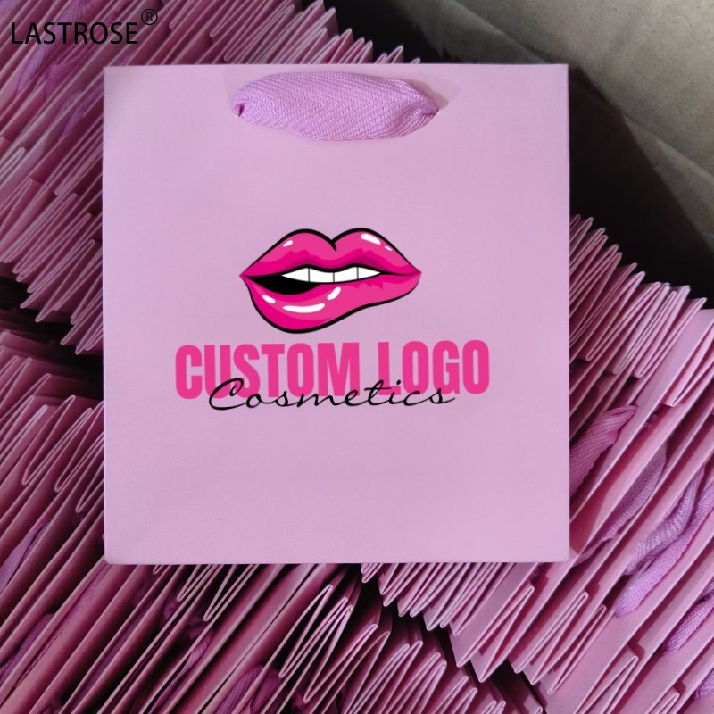 Pink Paper Bag Supplier - private label pink paper bag wholesale gift shopping bags with handle makeup cosmetic