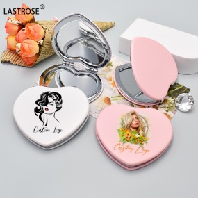 Makeup Mirror Manufacturer - Private Label Makeup Mini Small Mirror Hand PU Double Side Foldable