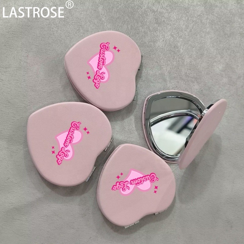 Travel Vanity Mirror Factory - Wholesale Portable Double Size Heart-Shaped Mini PU Makeup Mirror Private Label