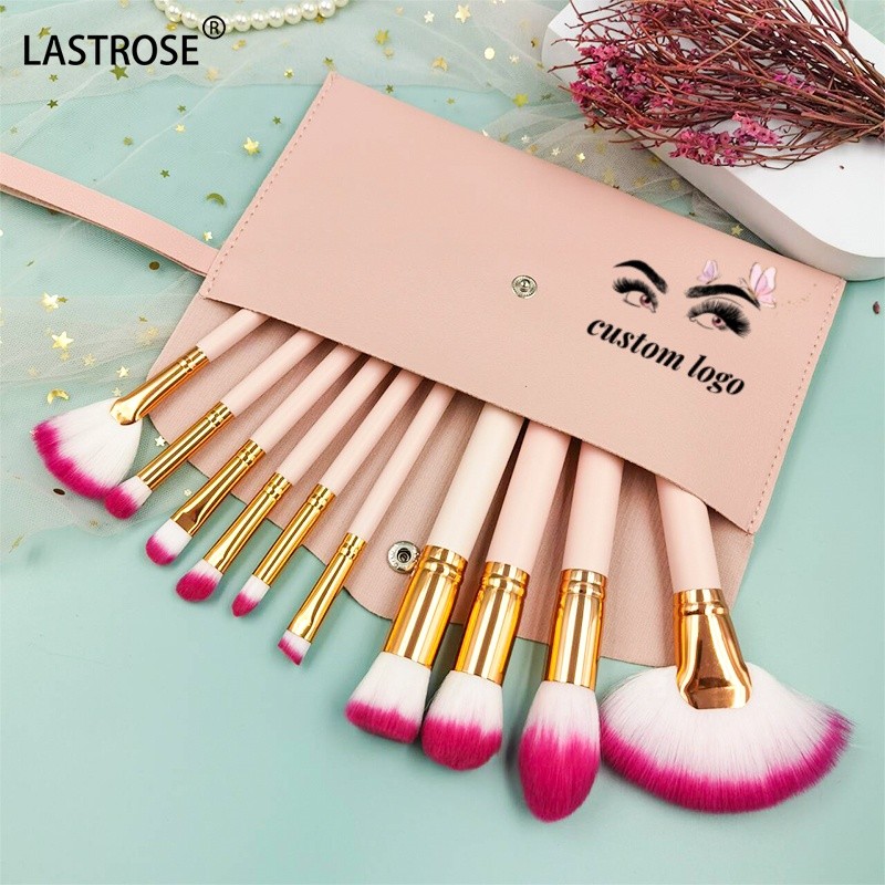 Pink Makeup Brush Kit Supplier - Professional Pink Makeup Brush Kit Foundation Blending Blush Powder 10 Single Brush With Pink