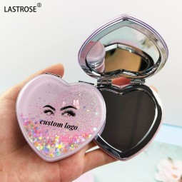 化妆镜供应商-创意流沙化妆镜小化妆品礼品心形小镜子