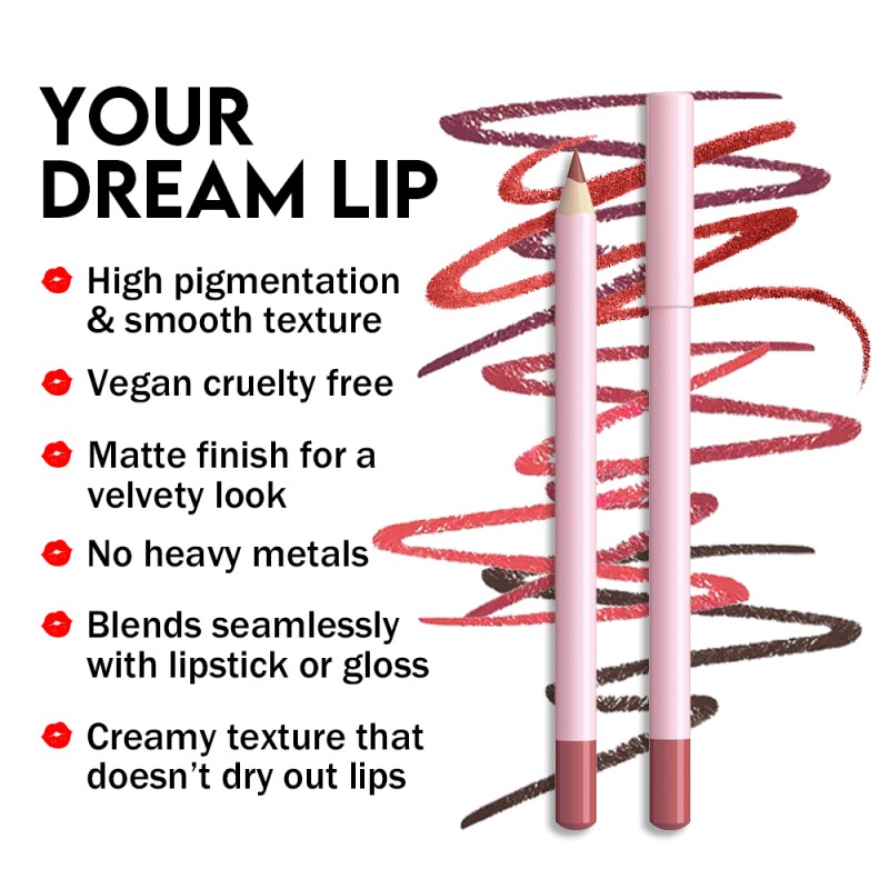 Lip Liner Manufacturer - Private Label Vegan Dark Brown Lip Liner Pencil Waterproof Matte Creamy