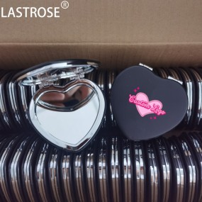 Portable Makeup Mirror Factory - 3 Colors Compact Double-Sided Portable Makeup Pocket Mirror Small Folding Heart