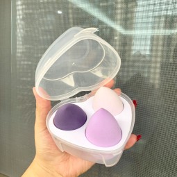 化妆海绵供应商-厂家低价彩色3件装化妆海绵盒专业