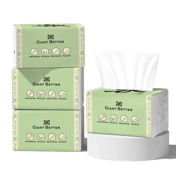 Facial Tissue Paper Supplier - Custom Logo Printing Private Label 4 Ply 100% Virgin Wood Pulp Facial Tissue Paper Strong
