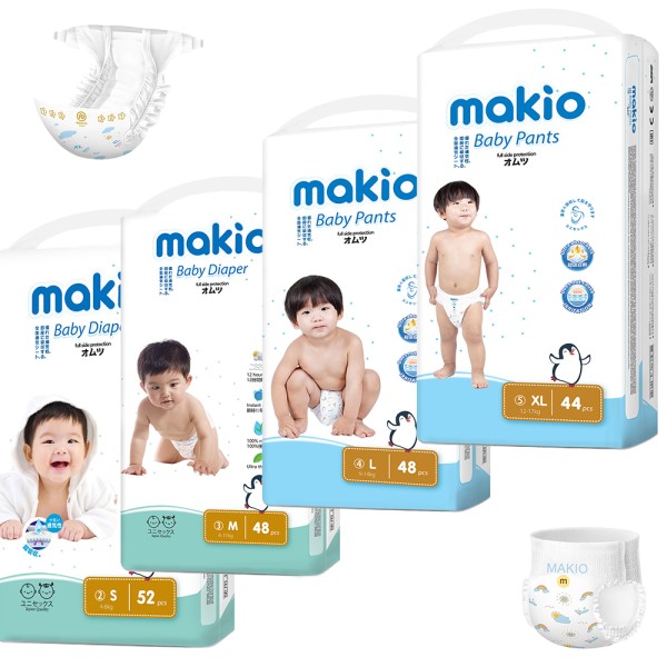 婴儿裤厂家-Makio免费样品低价一次性儿童裤尿裤进口SAP印花