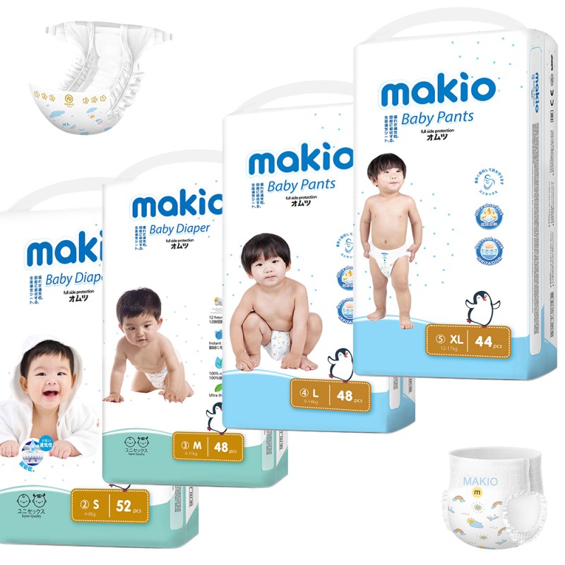 Baby Pants Factory - Makio Free Sample Low Price Disposable Children's Pants Diapers Imported SAP Printed