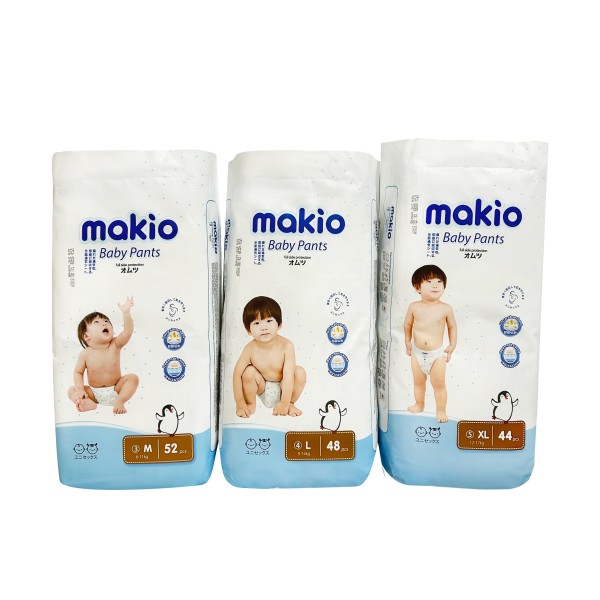 Baby Diapers Supplier - Makio Customized Hypoallergenic Nappies Wholesale Disposable Pull up Baby Diapers Pants