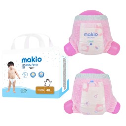 婴儿裤厂家-Makio免费样品防漏透气柔软面料婴儿拉拉裤代工新生儿