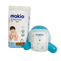 婴儿拉拉裤尿裤厂家-Makio透气一次性训练裤尿裤免费样品