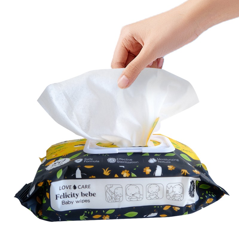Wet Wipes Supplier - Organic 80pcs Unscented Disposable Wet Wipes Baby & Household Care Custom Sheet Size