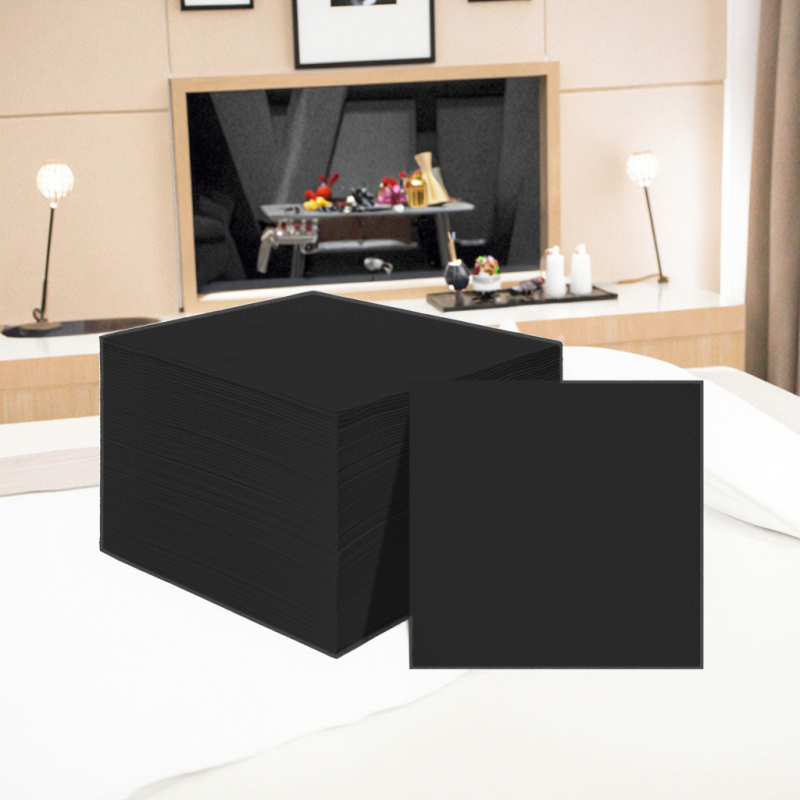 Cocktail Napkins Factory - 2-Ply Elegant Black Cocktail Napkins Perfect Size Disposable Paper Serviettes