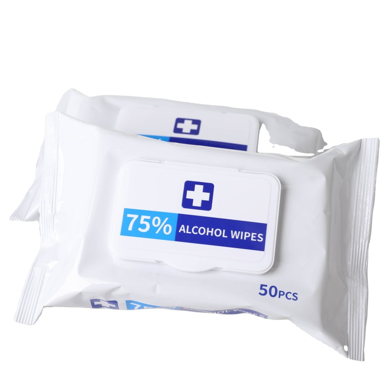 Medical Wipes Factory - 50pcs Hospital-Sanitizing Spunlace Wet Wipes 75% Medical Alcohol Cleaning Wipes