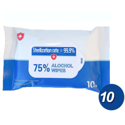 酒精湿巾厂家-定制10片装75%杀菌