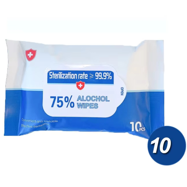酒精湿巾厂家-定制10片装75%杀菌