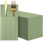 Linen Napkin Factory - Navy Blue Pre-Folded Disposable Linen Napkin 1-Ply with Built-In Cutlery Pocket Colored