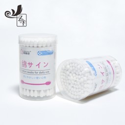 棉签厂家-100支圆盒简易包装棉签批量超细纤维签清洁用