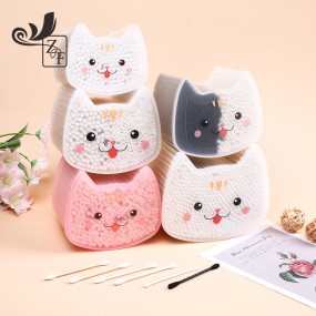 Cotton Swabs Supplier - Hot Sale Wholesale Custom Cat Shaped Box Double Head Bamboo Stick Swabs Organic Pure Cotton Buds