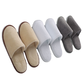 Hotel Slippers Factory - Autumn Winter Coral Fleece Waffle Non-Slip Hospitality Hotel Slippers Disposable Open Toe