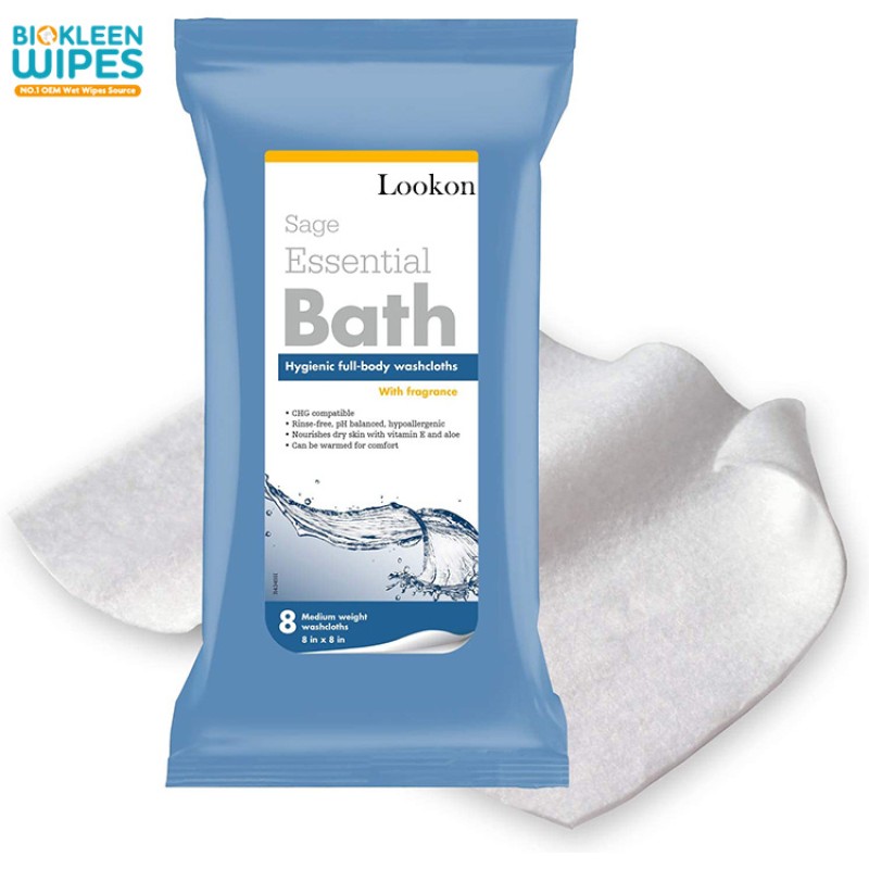Adult Wipes Factory - Biokleen Free Sample Essential Cleansing Pre-moistened CHG Adult Wet Tissues Bathing Wipes Factory