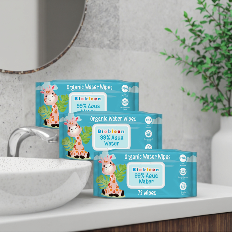 Disposable Wipes Factory - Biokleen OEM Free Sample 72ct Spunlace Nonwoven Disposable Biodegradable Baby Wipes Alcohol-Free