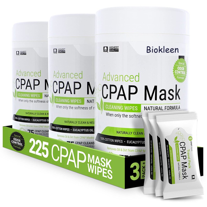 CPAP Wipes Factory - Biokleen OEM EPA-Registered 70ct Wipe 100% Cotton Travel Size Biodegradable Organic Fabric CPAP