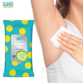 Body Wipes Supplier - Biokleen 30ct Body Deodorant Wipes Individual Disposable Wipes Perfect for Gym Outdoor Activities