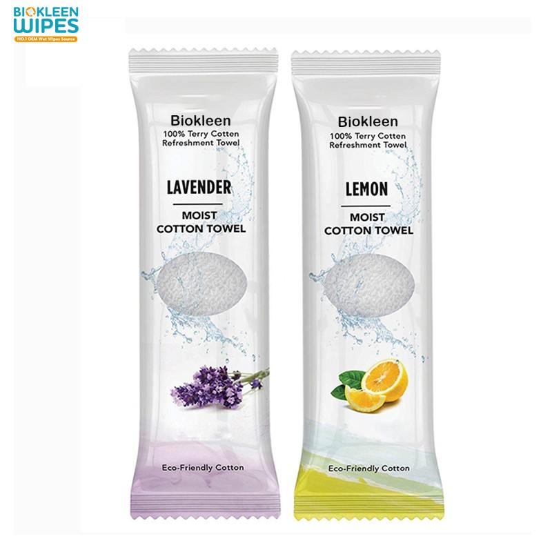 Cotton Towelettes Manufacturer - Biokleen Custom Private Label Single Packaging Refreshing Cotton Towelettes Restaurant