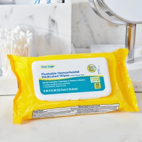 Hygiene Wipes Factory - Biokleen 48 Count Flushable Witch Hazel Pregnancy Hygiene Wet Wipes Medicated Hemorrhoid Wipes