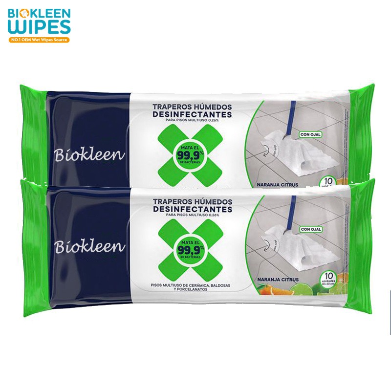 Household Floor Wipes Manufacturer - Biokleen 40X60CM Ultra Large 12pcs with Customize Household Floor Wet Wipes for