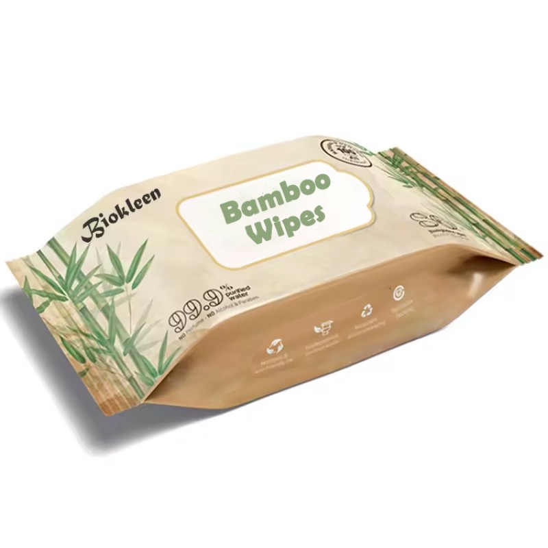Bamboo Cloth Wipes Manufacturer - Biokleen Custom 80 Count Disposable 100% Biodegradable Bamboo Wipes Bamboo Cloth Wipes