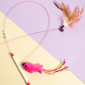 Cat Fishing Rod Supplier - Retractable Feather Toy with Bell